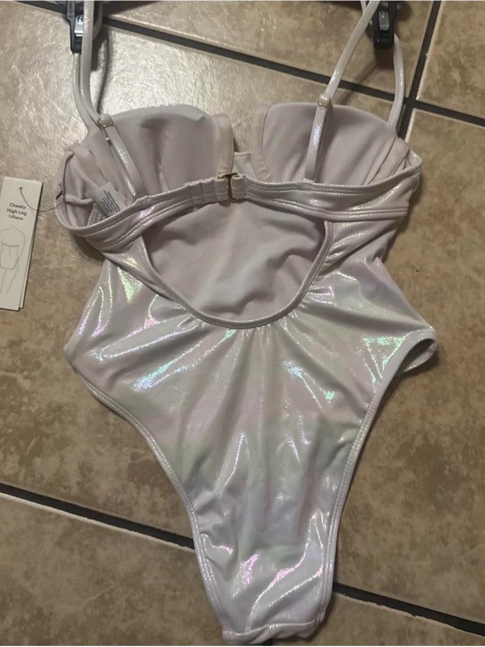 Women No Boundaries Iridescent White One-Piece Swimsuit size S